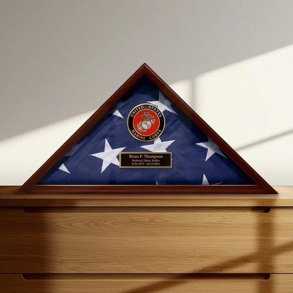 Custom Cherry Flag Case US Marine Corps Gift - Made in USA, Custom Cherry Flag Case US Marine Corps Gift, The Military Gift Store, Burial Flag display cases
