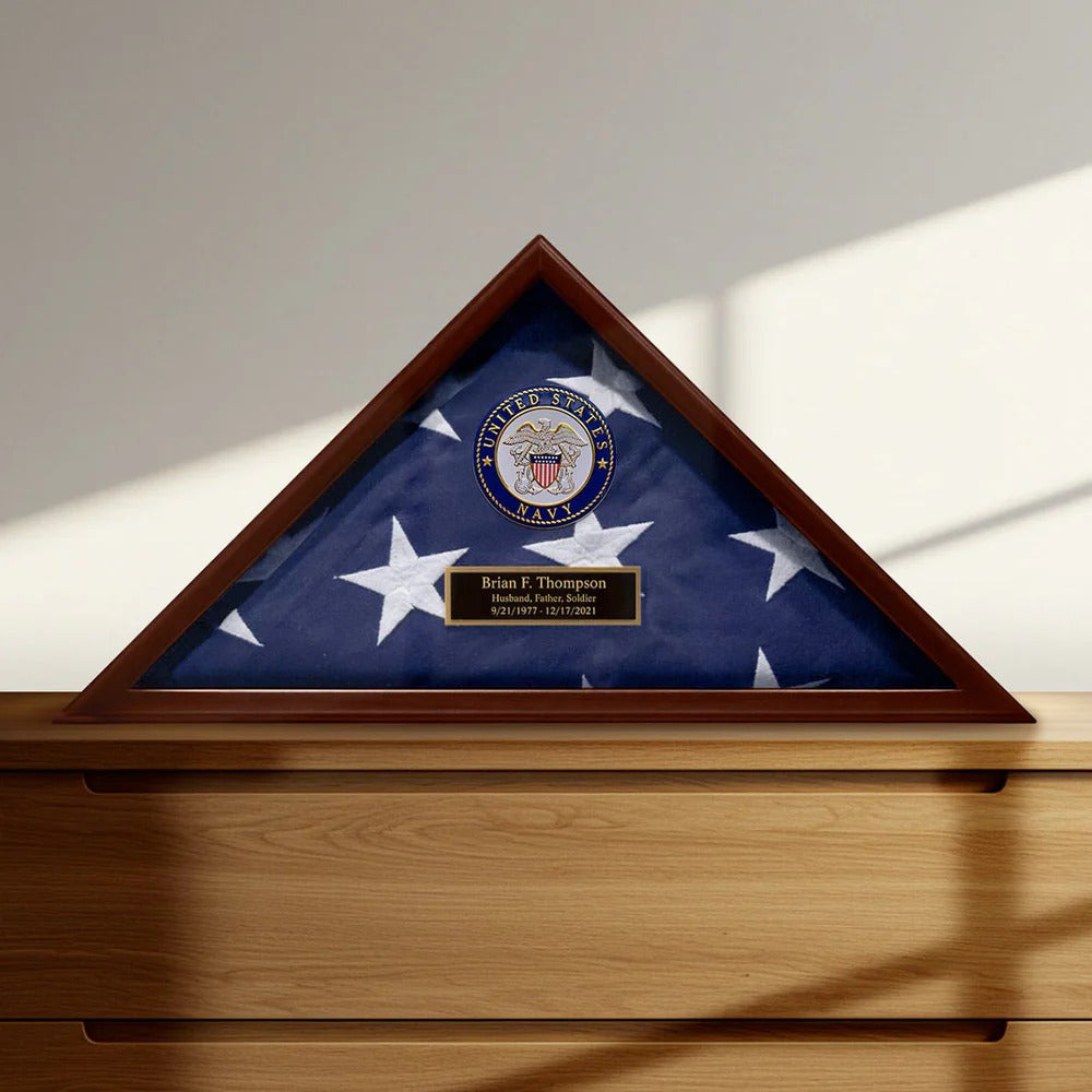 Custom Flag Case Navy Retirement Gift - Made in USA, , The Military Gift Store, Burial Flag display cases