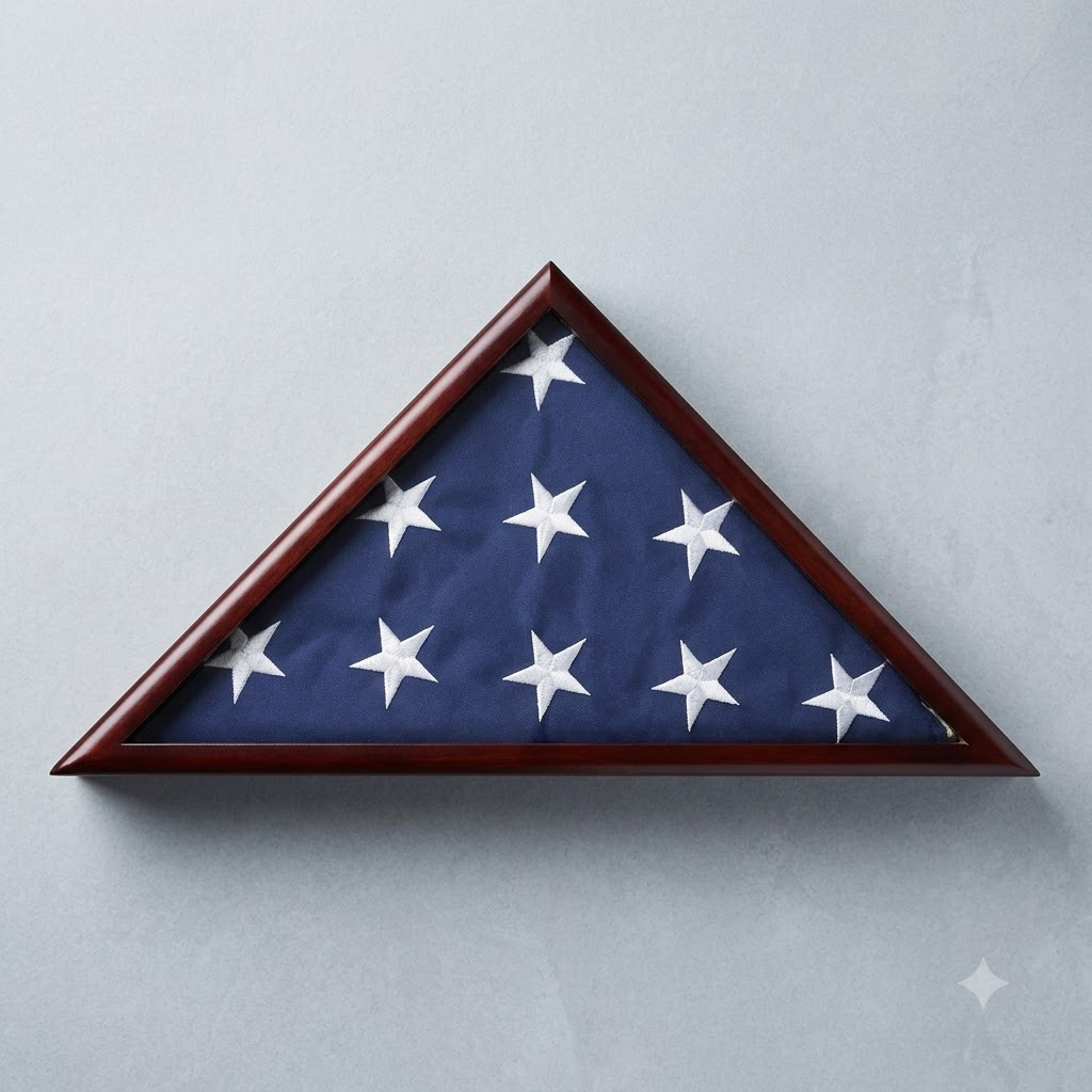 Solid Wood Memorial Flag Case Frame Display Case for 5x9.5' Flag Folded for Funeral or Burial Flag, Solid Wood Memorial Flag Case Frame Display Case, The Military Gift Store, Flag Case