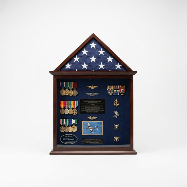 Flag Case, Flag and Badge display cases - Walnut Material, 3' x 5' flag, Flag Case, Flag and Badge display cases - Walnut Material, The Military Gift Store, Flag Cases (75)