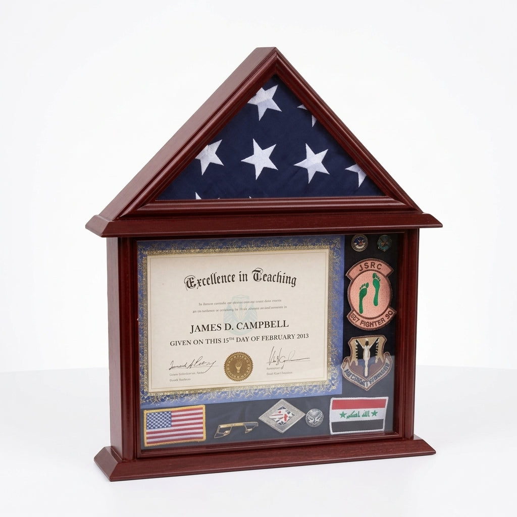 Flag Connection 3'x5' Flag Display Case with Certificate and Document Holder Mango Finish, Flag Connection 3'x5' Flag Display Case with Certificate, The Military Gift Store, Flag Display cases (71)