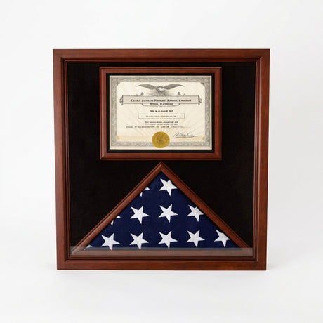 flag and document case, flag display case with document holder, military flag and certificate display case, American flag and document display case, flag case with certificate holder, flag and award display case, glass front flag and document case, engraved flag and certificate display case, wall mount flag and document display case, tabletop flag and document display frame, flag case with photo and certificate holder