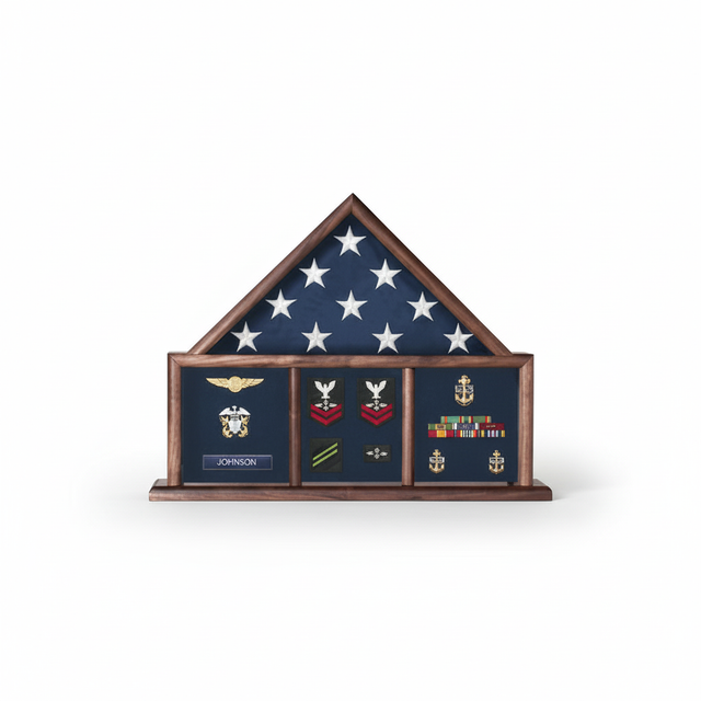 flag and memorabilia display case, flag shadow box with memorabilia, military flag and memorabilia case, flag display case with collectibles, flag keepsake display box, glass front flag and memorabilia display case, solid wood flag shadow box with compartments, large flag and memorabilia display frame, flag case with medal photo and badge display, durable military memorabilia shadow box
