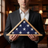 coffin flag case, burial flag display case, American flag coffin case, military coffin flag case, flag case for burial flag, veteran flag display case, solid wood coffin flag case, glass front burial flag display case, wall mount coffin flag case, tabletop flag display case for burial flag, handcrafted wooden flag case, hinged lid coffin flag case