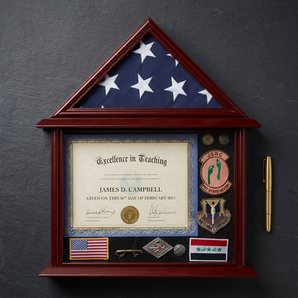 Flag Connection 3'x5' Flag Display Case with Certificate and Document Holder Mango Finish, Flag Connection 3'x5' Flag Display Case with Certificate, The Military Gift Store, Flag Display cases (71)