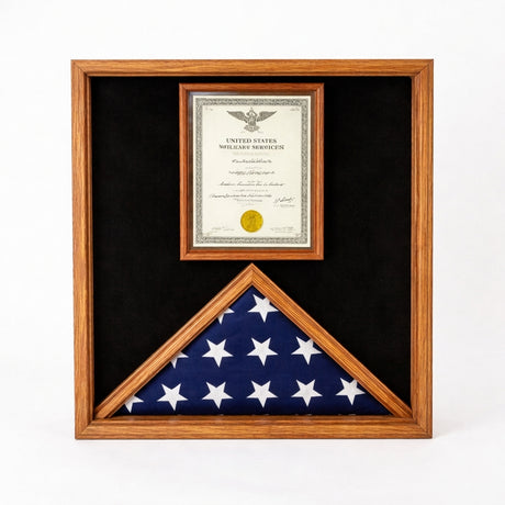 flag and document case, flag display case with document holder, military flag and certificate display case, American flag and document display case, flag case with certificate holder, flag and award display case, glass front flag and document case, engraved flag and certificate display case, wall mount flag and document display case, tabletop flag and document display frame, flag case with photo and certificate holder