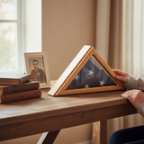 officers flag display case 3x5 oak wood, oak military flag display case 3ft x 5ft, flag shadow box for 3x5 folded flag, oak wood flag case for veterans, military flag case oak finish, solid oak wood flag shadow box 3x5, glass front display case for folded flag, triangular oak flag display case, wall mounted oak military flag case, classic oak finish flag shadow box