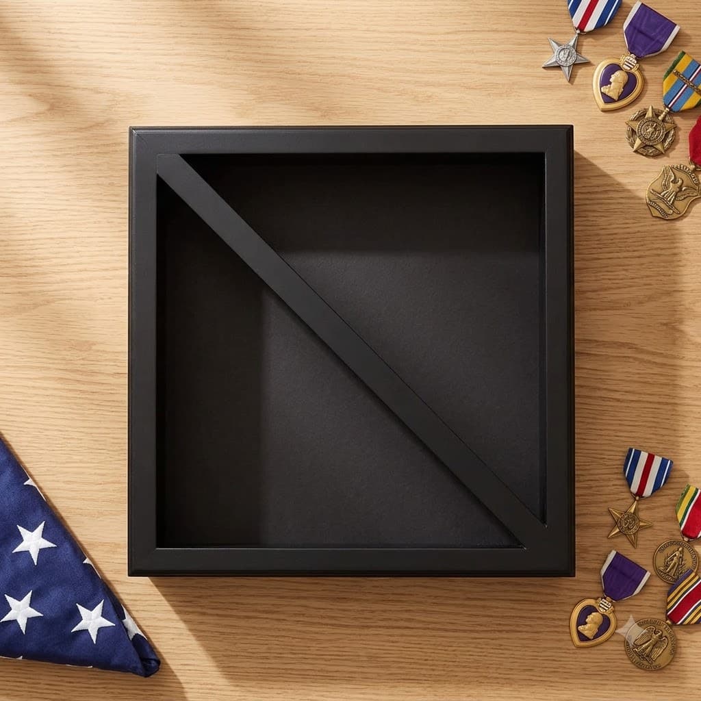 Wood Flag Case for (2) 5’ x 9.5’ Flags, Rear Loading, Glass Front, , The Military Gift Store, 2 Flags display case