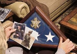 US Military Personalized Cherry Flag Case for American 5’x9.5’ Veteran Burial Flag, Glass engraved flag display case, Wood flag display case, American Flag Case 