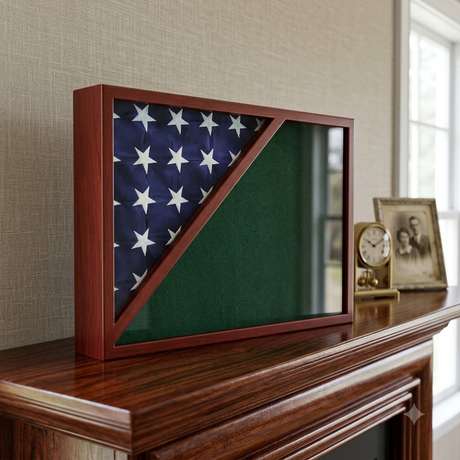 Shadow box for 5x9.5 flag, Walnut Finish, , The Military Gift Store, Flag Display Case For 5'x9.5' Flag