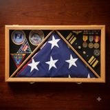 Large Flag & Medals Military Pins Patches Insignia Holds up to 5x9 Flag - Oak, Large Flag & Medals Military Pins Patches Insignia Holds, The Military Gift Store, Large Military Memorial Flag