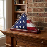 wooden flag display case, acrylic flag display case, mahogany wood flag case