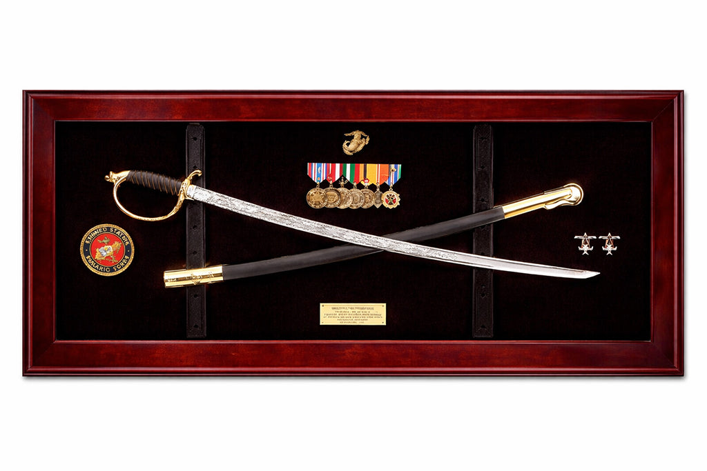USMC NCO Sword Display Case, Sword Cases, Marine Sword Frame, , The Military Gift Store, Sword Display Cases, Sword Display Products