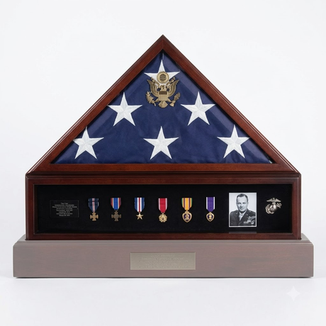 Medal Display Case , Pedestal , Medal Holder, Walnut Case, , The Military Gift Store, Medal Display Case