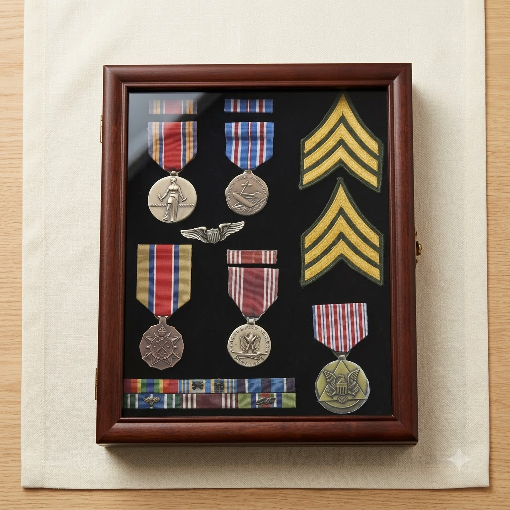 Medal Display Case Award Shadow Box, with glass door, , The Military Gift Store, Flag Display cases (71)