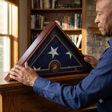 Marine Flag Display Case Box, 5x9 Burial - Funeral - Veteran Elegant Wood Display Case, Marine Flag Display Case Box, 5x9 Burial - Funeral - Veteran Elegant, The Military Gift Store, Triangle flag display