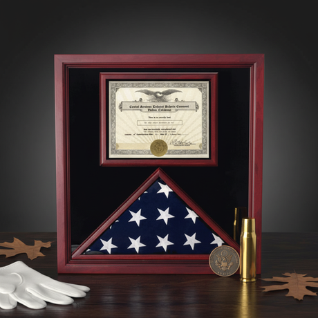 flag and certificate display case, 3x5 flag display case with certificate, flag display case with document holder, military flag and certificate case, flag frame with certificate display, glass front flag and certificate display case, solid wood flag case with document holder, flag shadow box with certificate compartment, large flag display case with document frame, triangular flag case with certificate display