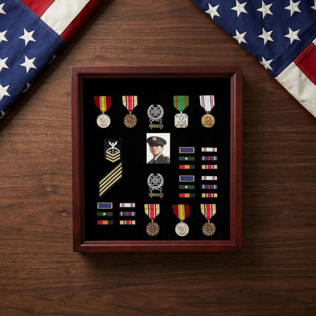 Officer Flag Medal Display Box- Shadow Box, Flag Box Hand Made By Veterans, Officer Flag Medal Display Box- Shadow Box, Flag Box, The Military Gift Store, Air Force flag display cases, Air force Retirement Shadow Boxes (61)