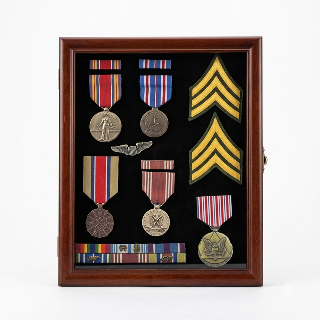 Medal Display Case Award Shadow Box, with glass door, , The Military Gift Store, Flag Display cases (71)