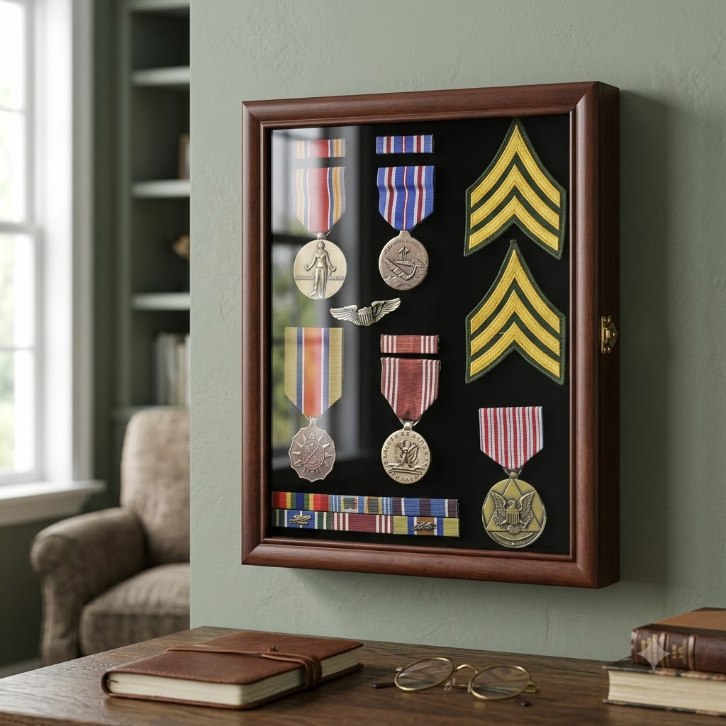 Medal Display Case Award Shadow Box, with glass door, , The Military Gift Store, Flag Display cases (71)