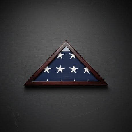 officers flag display case 3x5, officer flag case 3' x 5', military officer flag display case, 3x5 flag display case for officers, American flag case for officers, officer memorial flag display case, solid wood officer flag display case 3x5, officer flag case with glass front panel, cherry finish officer flag display case, officer flag case with wall mount hardware, officer flag display case with secure backing