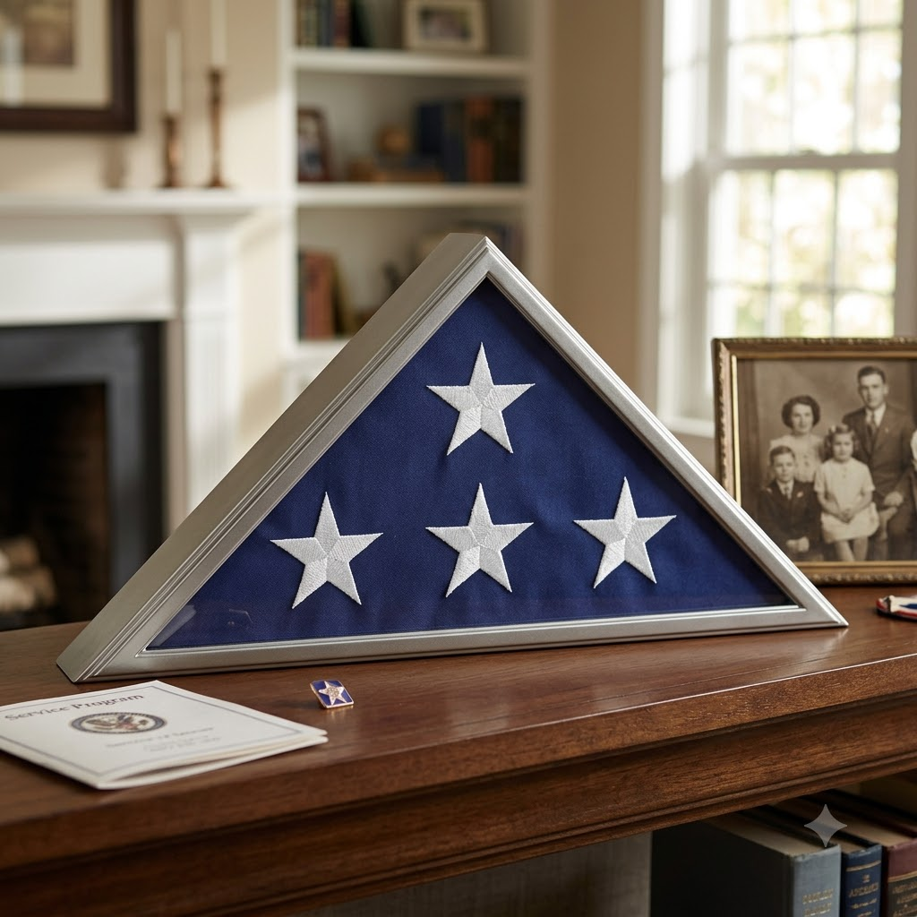 American burial flag case, military burial flag case, veteran flag display case, 5x9.5 American flag case, military flag display case, burial flag display case, folded American flag case, burial flag presentation case, casket flag display case, American flag memorial display, military flag presentation case, veteran memorial display, patriotic flag display case, American flag preservation case, military memorabilia display, funeral flag display case