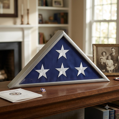 American burial flag case, military burial flag case, veteran flag display case, 5x9.5 American flag case, military flag display case, burial flag display case, folded American flag case, burial flag presentation case, casket flag display case, American flag memorial display, military flag presentation case, veteran memorial display, patriotic flag display case, American flag preservation case, military memorabilia display, funeral flag display case
