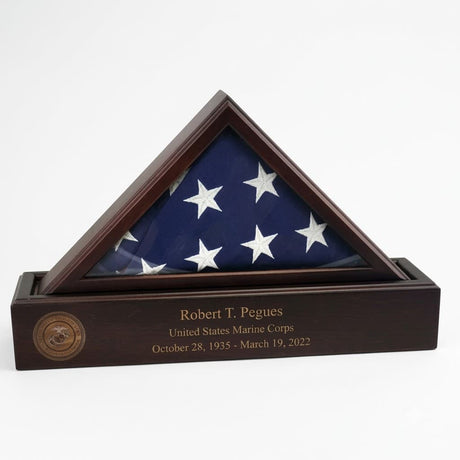 Flag and Personalized Pedestal Display Case - for 3 x 5 flag, , The Military Gift Store, Flag And Pedestal Display Cases