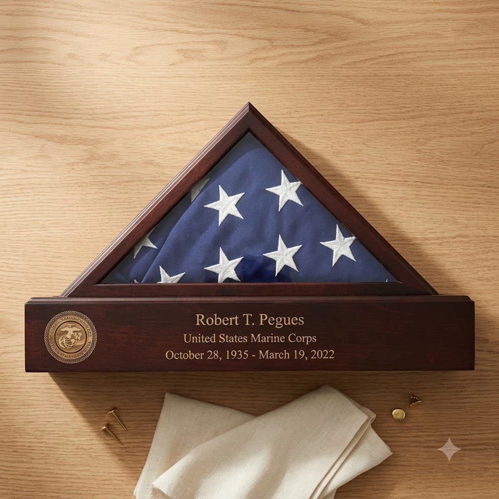 Flag and Personalized Pedestal Display Case - for 3 x 5 flag, , The Military Gift Store, Flag And Pedestal Display Cases