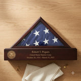 Flag and Personalized Pedestal Display Case - for 3 x 5 flag, , The Military Gift Store, Flag And Pedestal Display Cases