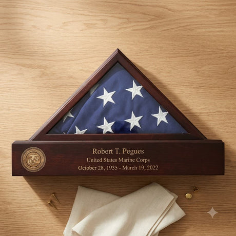 Flag and Personalized Pedestal Display Case - for 3 x 5 flag, , The Military Gift Store, Flag And Pedestal Display Cases