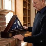Flag and Personalized Pedestal Display Case - for 3 x 5 flag, , The Military Gift Store, Flag And Pedestal Display Cases