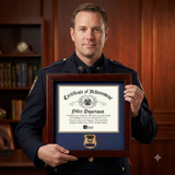 United States Police Officer Certificate of Achievement Frame with Medallion - 8 x 10 inch, United States Police Officer Certificate of Achievement Frame, The Military Gift Store, Awards Display Cases, Awards Display Frames (62)
