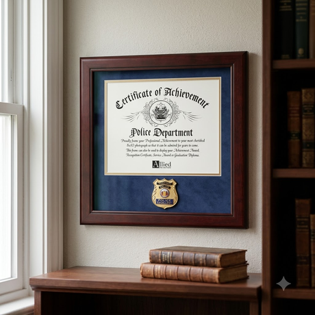 United States Police Officer Certificate of Achievement Frame with Medallion - 8 x 10 inch, United States Police Officer Certificate of Achievement Frame, The Military Gift Store, Awards Display Cases, Awards Display Frames (62)