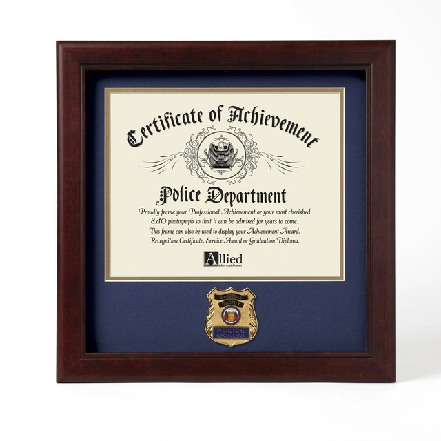 United States Police Officer Certificate of Achievement Frame with Medallion - 8 x 10 inch, United States Police Officer Certificate of Achievement Frame, The Military Gift Store, Awards Display Cases, Awards Display Frames (62)