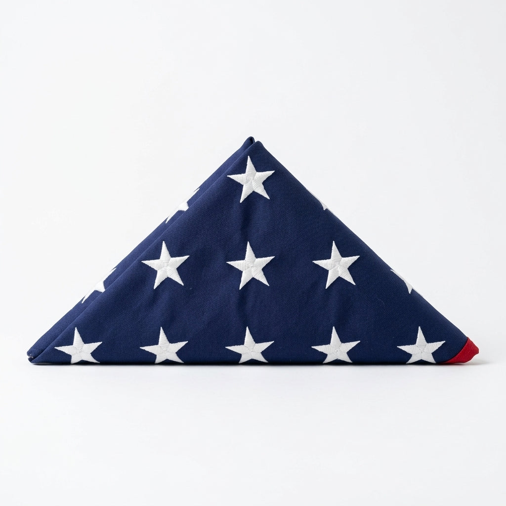 pre folded American flag 3x5, folded American flag for display case, 3x5 American flag pre folded, pre folded USA flag 3 ft x 5 ft, American flag ready for display case, triangle folded American flag, neatly folded US flag for display, compact folded American flag 3x5, display ready American flag, hand folded American flag 3x5