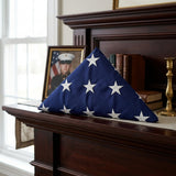 pre folded American flag 3x5, folded American flag for display case, 3x5 American flag pre folded, pre folded USA flag 3 ft x 5 ft, American flag ready for display case, triangle folded American flag, neatly folded US flag for display, compact folded American flag 3x5, display ready American flag, hand folded American flag 3x5