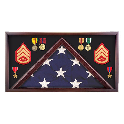 Oak 5 X 9.5 Flag Memorial Case Military Uniform Fabric - No more fabric uniform. - The Military Gift Store