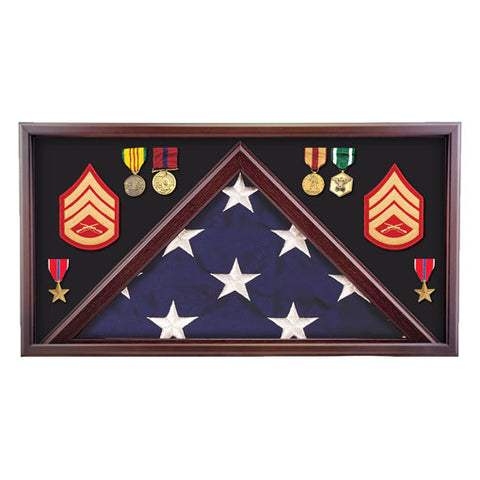 Oak 5 X 9.5 Flag Memorial Case Military Uniform Fabric - No more fabric uniform.