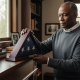 3x5 flag display case shadow box, shadow box flag display case 3x5, 3' x 5' American flag shadow box, military flag shadow box 3x5, wooden shadow box flag case 3x5, veteran flag shadow box display case, 3x5 shadow box with glass front panel, solid wood 3x5 flag shadow box display case, shadow box flag case with medal display section, cherry finish 3x5 flag shadow box, deep shadow box flag display case 3x5
