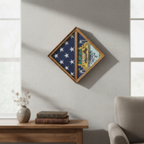 2 flags display case wall mounted, double flag display case wall mount, wall mounted 2 flag display box, dual flag display case wooden, wall mount double flag shadow box, glass front wall mounted flag display case, solid wood double flag display box, triangular folded flag display case 2 flags, space saving wall mount flag case, durable dual flag shadow box
