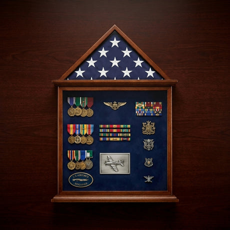Flag Case, Flag and Badge display cases - Walnut Material, 3' x 5' flag, Flag Case, Flag and Badge display cases - Walnut Material, The Military Gift Store, Flag Cases (75)