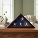 Officers flag display case 3x5, 3ft x 5ft flag display case cherry finish, military flag display case 3x5, wooden flag display case cherry wood, cherry flag case for 3x5 flag, glass front cherry flag display case, solid wood cherry flag case 3x5, triangular flag display case cherry finish, wall mount flag display case 3x5, durable cherry wood flag case