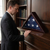 Officers flag display case 3x5, 3ft x 5ft flag display case cherry finish, military flag display case 3x5, wooden flag display case cherry wood, cherry flag case for 3x5 flag, glass front cherry flag display case, solid wood cherry flag case 3x5, triangular flag display case cherry finish, wall mount flag display case 3x5, durable cherry wood flag case