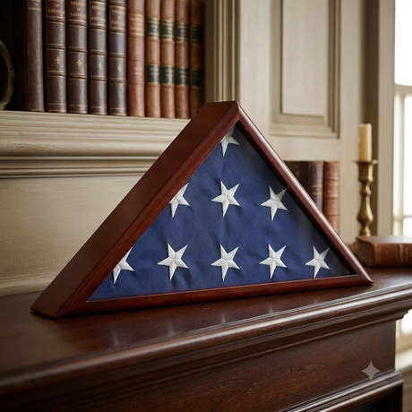 Solid Wood Memorial Flag Case Frame Display Case for 5x9.5' Flag Folded for Funeral or Burial Flag, Solid Wood Memorial Flag Case Frame Display Case, The Military Gift Store, Flag Case