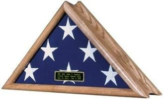 American Patriot Flag Display case Oak Finish, will hold a large American