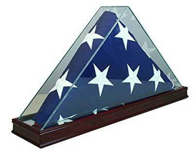 Solid Cherry Wood Elegant 5 x 9.5' Large Flag Glass Display Case for Burial/Funeral/Veteran Flag