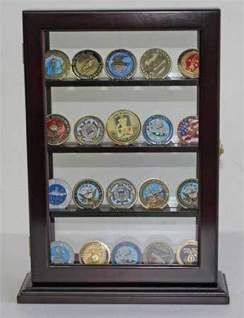 Military Challenge Coin Poker Chip Display Case Counter Top Holder Stand