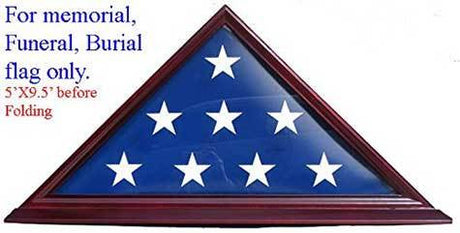 Flag Display Case Frame Stand - Cherry Finish, Veteran Memorial for 5' X 9.5' Flag