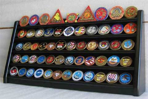 5 Rows Sport Military Challenge Coin Display Stand Holder Rack, Black